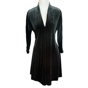 Zara Womens Velvet Mini Whimsygoth Dress Size XS V-Neck Forest Fairy Witchy Grun